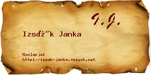 Izsák Janka névjegykártya